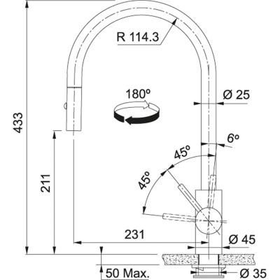Franke Kitchen tap Eos Neo with spout pull-out spray head pvd gun metal 115.0628.256