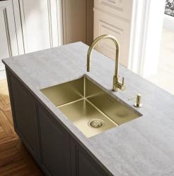 Franke golden Kitchen tap Eos Neo with spout pull-out spray head pvd gold 115.0681.244