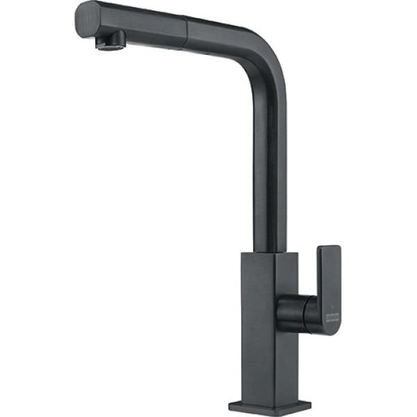 Franke brushed black kitchen tap Mythos with pull-out spout 115.0550.442