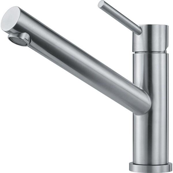 Franke Orbit solid stainless steel low kitchen tap with swivel spout stainless steel 115.0569.290