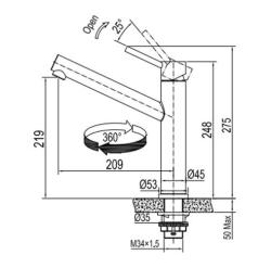 Franke Orbit solid stainless steel high kitchen tap with swivel spout stainless steel 115.0600.928