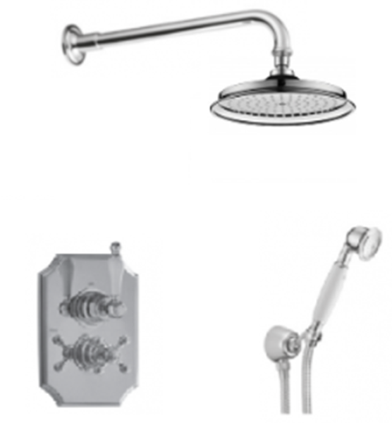 PB classic nostalgic classic built-in shower set chrome with hand shower and rain shower 225mm 1208953841