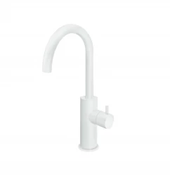 Waterevolution Flow washbasin tap high model matt white T1121FBR