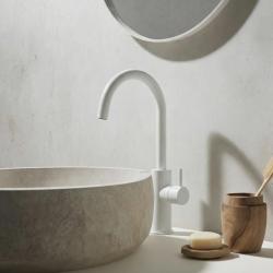 Waterevolution Flow high model washbasin faucet in matte white T1121FUBR