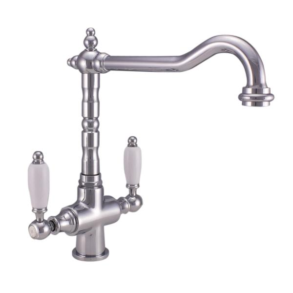 PB Nostalgic classic country kitchen tap chrome with white handles 1208953911