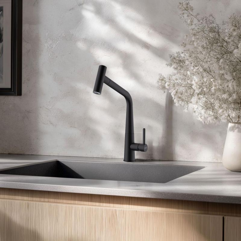 Franke Icon Kitchen tap matt black with pull-out spout 115.0625.190