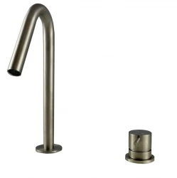 Waterevolution Flow 2-hole sink faucet full stainless steel with small V-Shaped 127mm spout T1121VIE