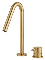 Waterevolution Flow 2-hole sink faucet Brushed Brass with small V 127mm spout T1121VLE