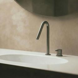 Waterevolution Flow 2-hole basin mixer PVD Gun Metal with small V 120mm spout T1121VGME