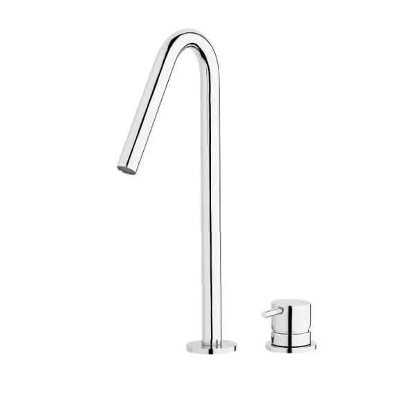 Waterevolution Flow 2-hole sink faucet chrome with high V-Shaped 227mm spout T1122V01