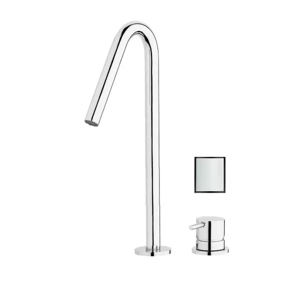 Waterevolution Flow 2-hole sink faucet white with high V-Shaped 227mm spout T1122VBR