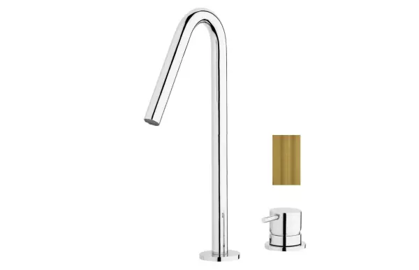 Waterevolution Flow 2-hole sink faucet chrome with high V-Shaped 227mm spout T1122VLE