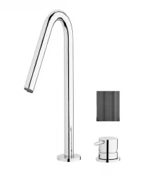 Waterevolution Flow 2-hole sink faucet PVD Gun Metal with high V-Shaped 227mm spout T1122VGME