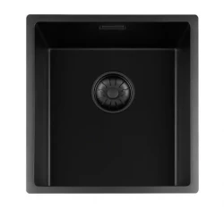 Lorreine black Quartz 34BQ-FU sink 34x40cm undermount flush-mounted with black basket strainer 1208953999