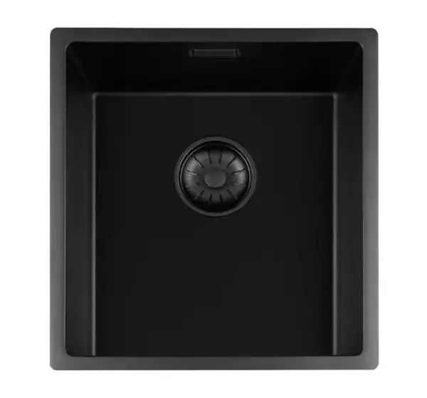 Lorreine black Quartz 34BQ-FU sink 34x40cm undermount flush-mounted with black basket strainer 1208953999