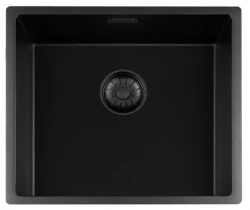 Lorreine black Quartz sink 45x40cm undermount flush-mounted black with black basket strainer 1208954001