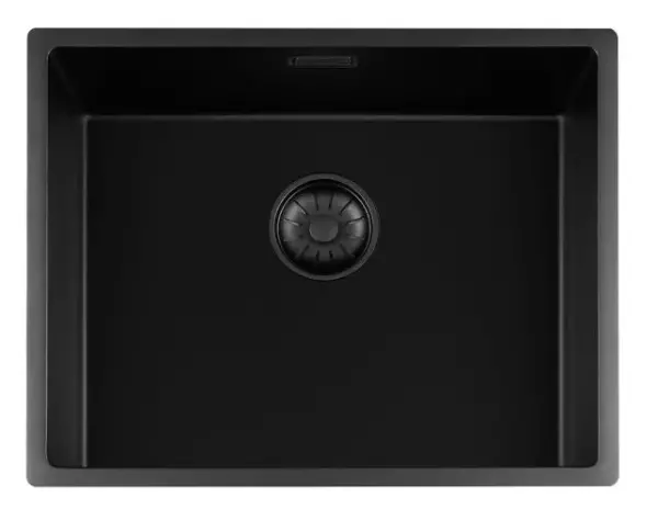 Lorreine 50BQ-FU black Quartz sink 50x40cm undermount flush-mounted with black basket strainer 1208954002