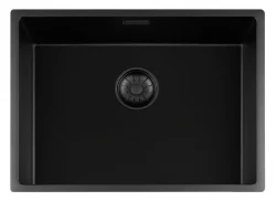 Lorreine 55BQ-FU black Quartz sink 55x40cm undermount flush-mounted with black basket strainer 1208954003