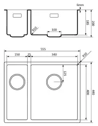 Lorreine 1534BQ-FU black Quartz 1.5 one and a half bowl sink 1534cm undermount flush-mounted with black basket strainer 1208954005