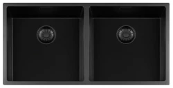 Lorreine 4040BQ-FU black Quartz double sink 4040cm undermount flush-mounted with black basket strainer 1208954010