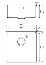 Lorreine black Quartz sink 40x40cm undermount flush-mounted black with copper basket strainer 1208954019