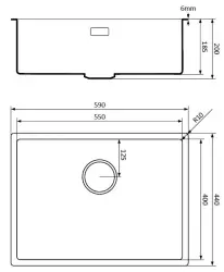 Lorreine black Quartz sink 55x40cm undermount flush-mounted black with copper basket strainer 1208954022