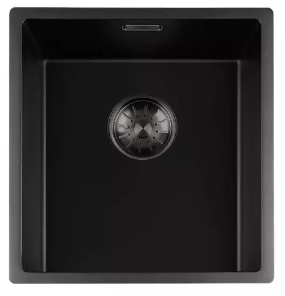 Lorreine black Quartz sink 34x40cm undermount flush-mounted black with gun metal basket strainer 1208954032