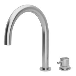 Waterevolution Flow 2-hole sink faucet full stainless steel with low U-Shaped 113mm spout T1121UIE