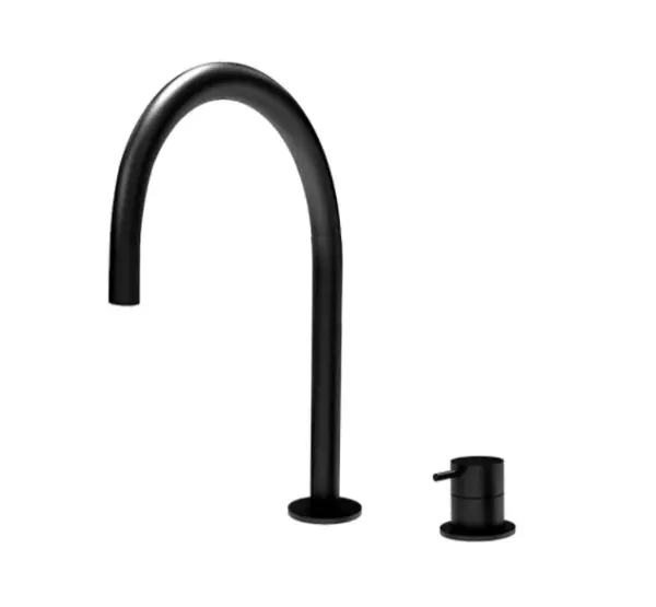 Waterevolution Flow 2-hole sink faucet black with low U-Shaped 113mm spout T1121UPR