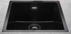 Reginox Texel 40x40 Pure Black black granite sink flush-mounted and undermount with gun metal plug and overflow 1208954072