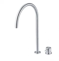 Waterevolution Flow 2-hole sink faucet full stainless steel with high U-Shaped 213mm spout T1121UIE