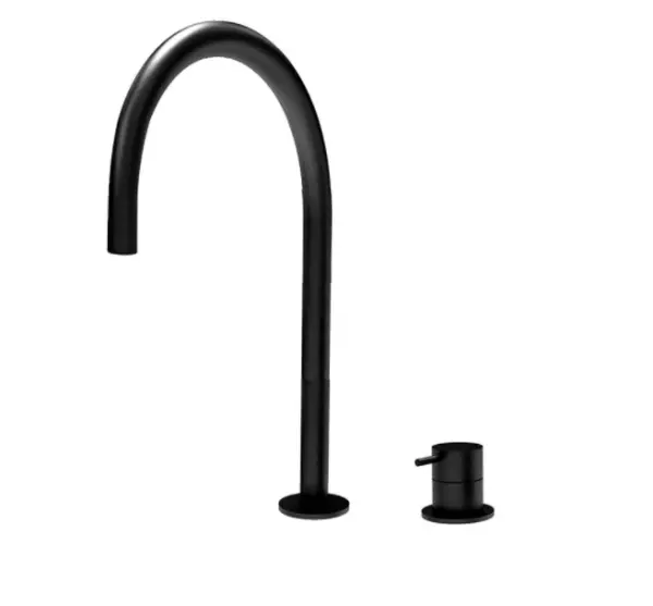 Waterevolution Flow 2-hole sink faucet black with high U-Shaped 213mm spout T1122UPR