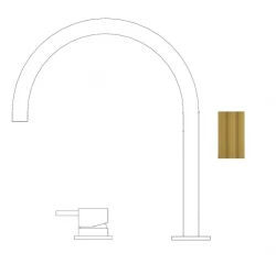 Waterevolution Flow 2-hole sink faucet brushed brass with high U-Shaped 213mm spout T1122ULE