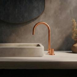 Waterevolution Flow 2-hole basin mixer PVD brushed copper with high U 200mm spout T1122UCPE