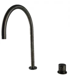 Waterevolution Flow 2-hole sink faucet PVD Gun Metal with high U-Shaped 213mm spout T1122UGME