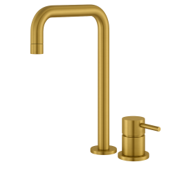Waterevolution Flow 2-hole sink faucet with high spout 222 brushed brass T122HLE