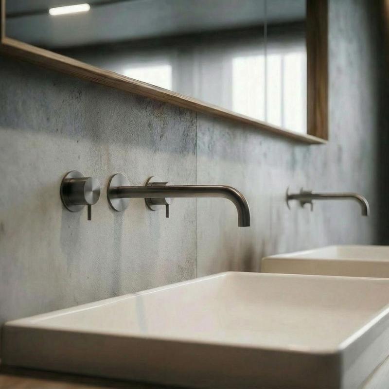 Waterevolution Flow 3-hole Built-in Washbasin Faucet PVD Gun metal with spout 21 cm T1163FGME-21