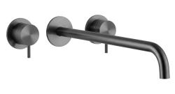 Waterevolution Flow 3-hole Built-in Washbasin Faucet PVD Gun metal with spout 25 cm T1163FGME-25