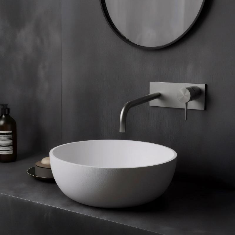 Waterevolution Flow built-in washbasin faucet with cover plate, fully stainless steel with 21 cm spout T1161BIE-21