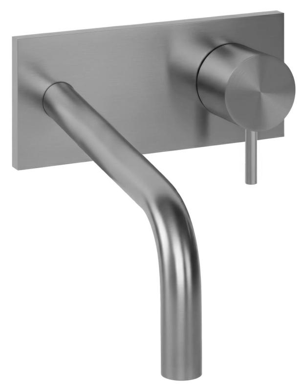 Waterevolution Flow built-in washbasin faucet with cover plate, fully stainless steel with 15 cm spout T1161BIE-15