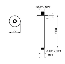 SB Round 316 ceiling shower arm round 20 cm made entirely of stainless steel 1208954188