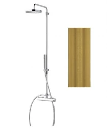 Waterevolution Flow shower combination with thermostat and rain shower brass natural T141TLE