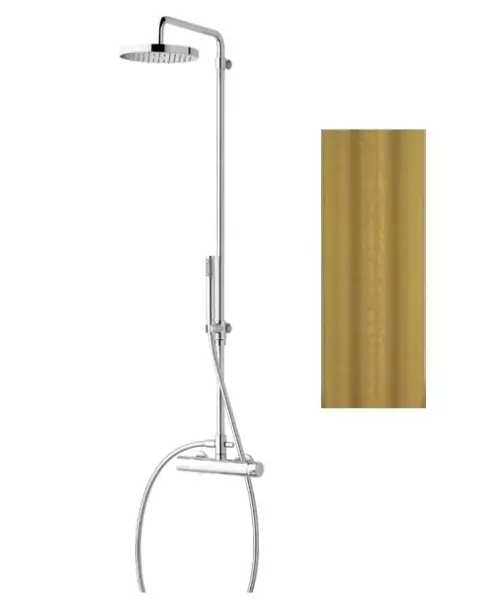 Waterevolution Flow shower combination with thermostat and rain shower brass natural T141TLE