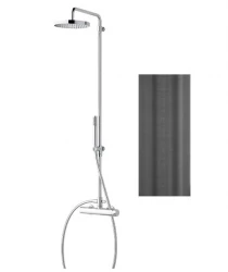 Waterevolution Flow shower combination with thermostat and rain shower PVD Gun Metal T141TGME