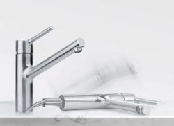 Franke Taros Neo solid stainless steel low kitchen tap with swivel spout stainless steel 115.0596.320