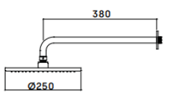 Waterevolution Flow head shower 250mm with wall connection Brushed Brass T164125LE