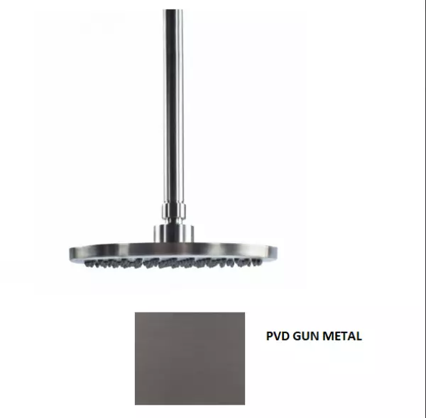 Waterevolution Flow head shower 250mm with ceiling connection PVD Gun Metal T164225GME