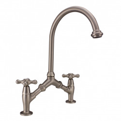 PB classic Nostalgic classic kitchen tap stainless steel with variable center distance 2 holes 18-25cm 1208954353