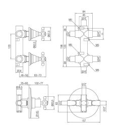 PB Classic nostalgic built-in shower thermostat with 2 chrome shut-off valves