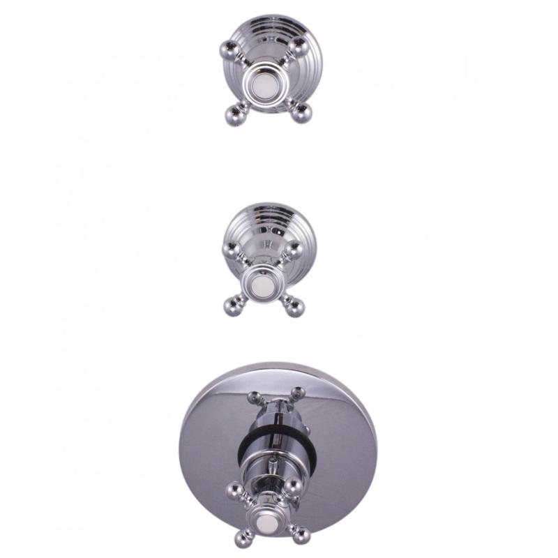 PB Classic nostalgic built-in shower thermostat with 2 stop valves, chrome
